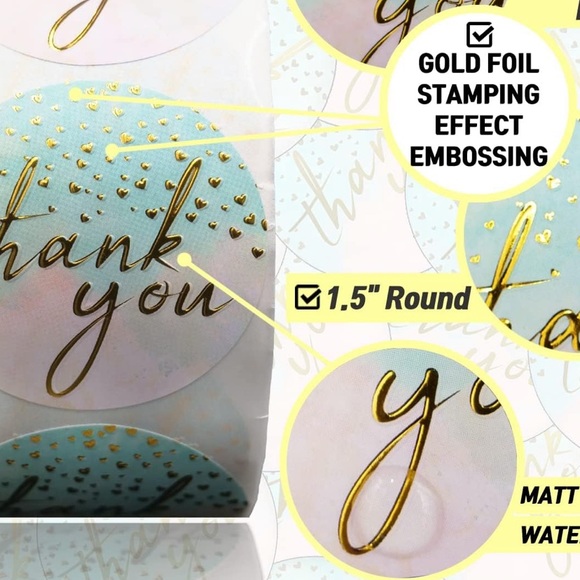 LAST SET! 50 premium gold foil thank you stickers - Picture 5 of 7